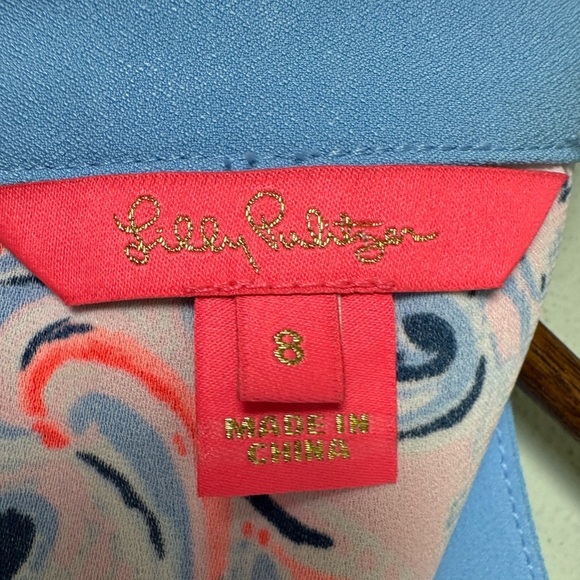 Lilly Pulitzer Angie Stretch Shift Dress In High Tide Navy Its For Shore Size 8 - Picture 14 of 16